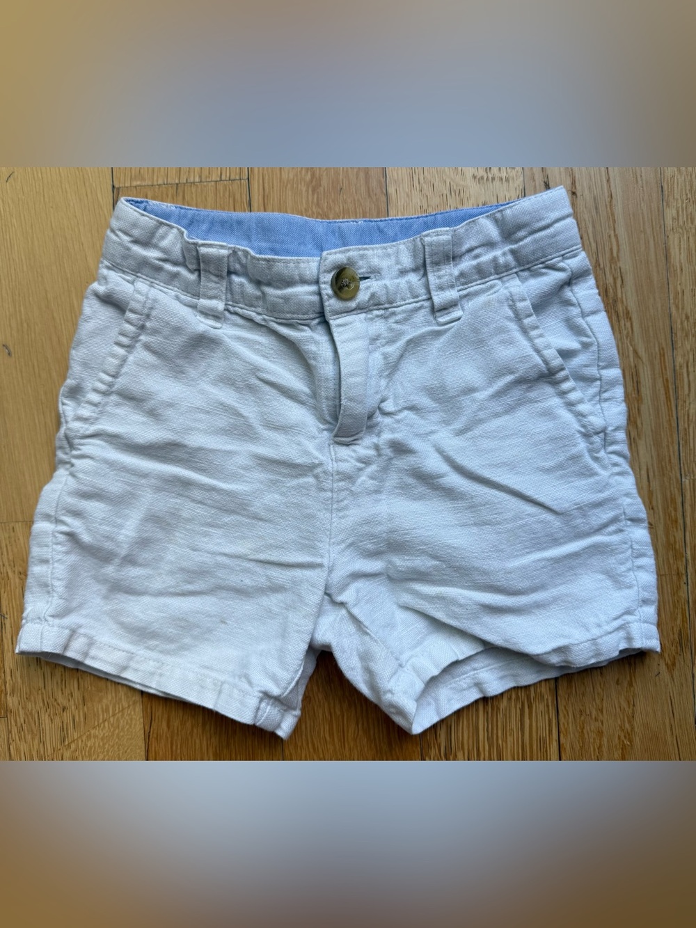 Janie and Jack Boys Linen Shorts with Light Blue Waistband 18-24montha
